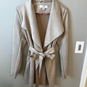 Tan Women's Vegan Suede Trench Coat